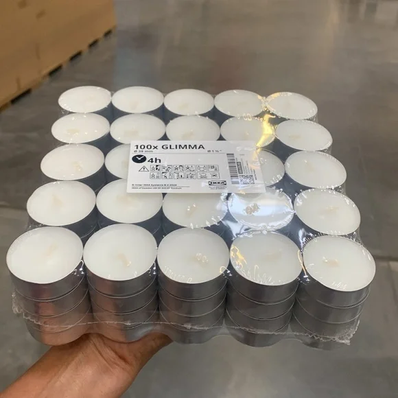 1 packs/100 individual IKEA GLIMMA Unscented tea lights date night dinner party