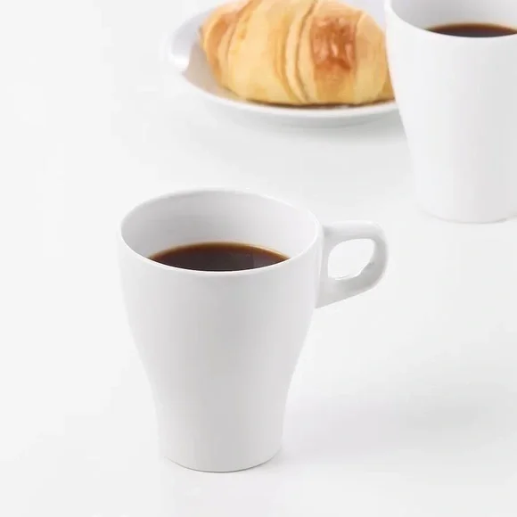 2 IKEA white FÄRGRIK Mugs stoneware 8oz coffee Tea cups