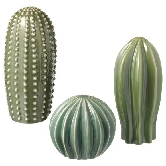 IKEA Green Ceramic Cactus Decor Set SJÄLSLIGT Decoration, set of 3, green