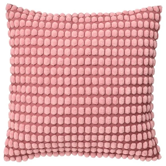 Textured Pom-Pom Throw Cushion Cover - Dusty Pink