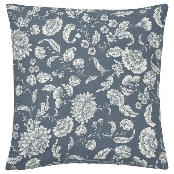 Blue Floral Cushion Covers with White Botanical Print