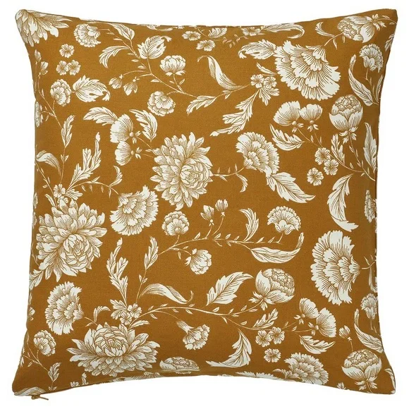 Floral Print Decorative Cushion Covers- Mustard and Cream
