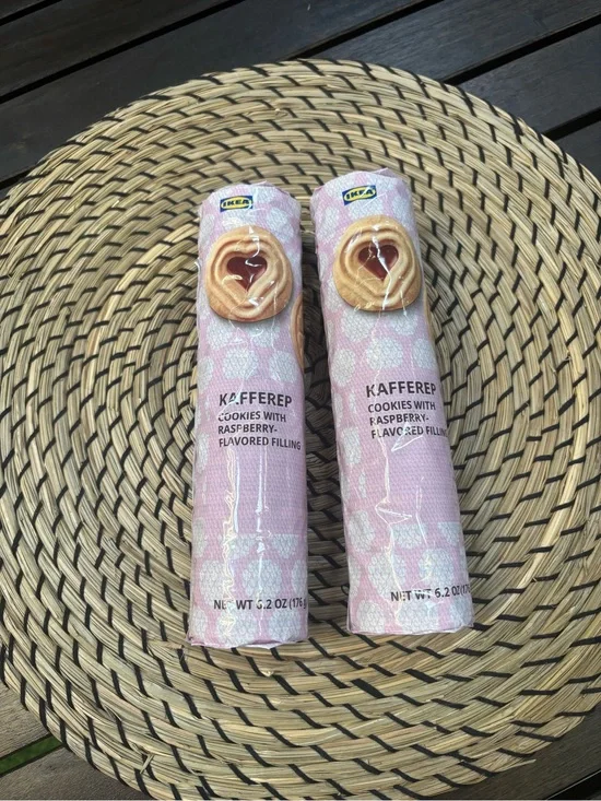 IKEA KAFFEREP Raspberry love Cookies - Pink Rolls (2) heart shaped center yummy