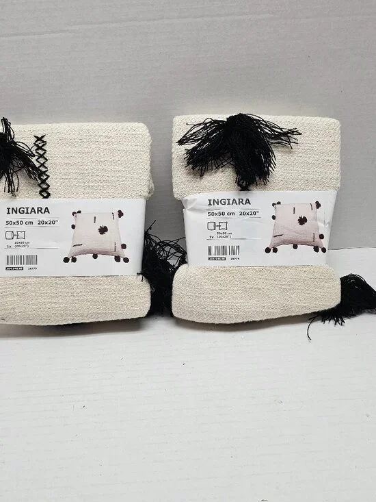 Ikea Sweden 2 New Ingiara Pillow Cover Off White Cream Black 20 X 20 304.948.68
