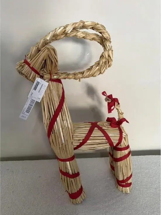 Scandinavian Christmas Straw Goat Vinterfint Decoration 19 3/4” New