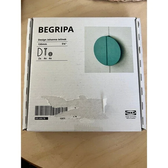 Ikea BEGRIPA Handle PACK OF 2 blue green Half-round 5 1/8