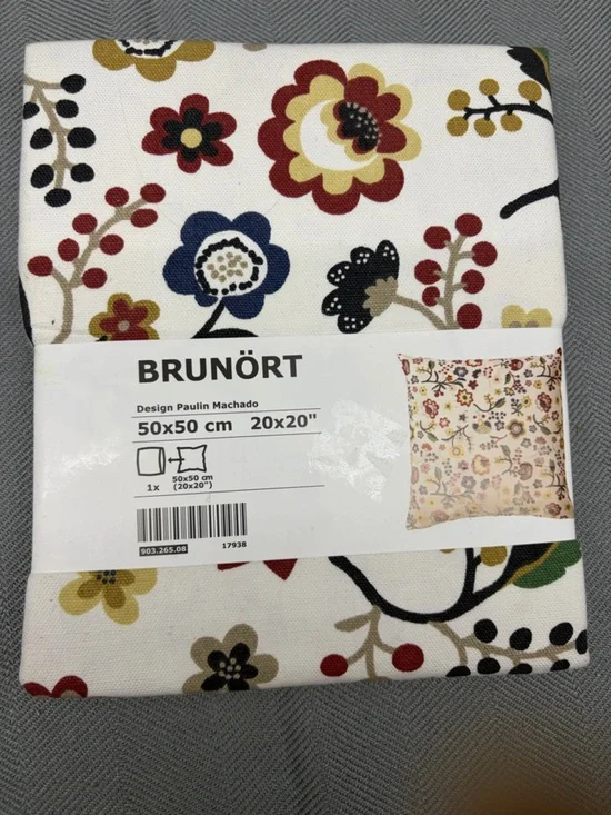 NWT Brunort IKEA pillow, sham floral multicolor 20” x 20” zipper