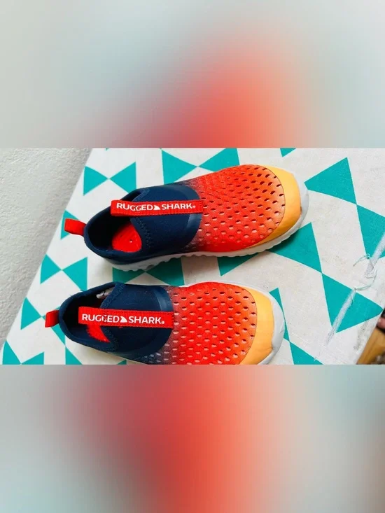 Kids Orange Navy Slip-On Water Shoes size 13 boys