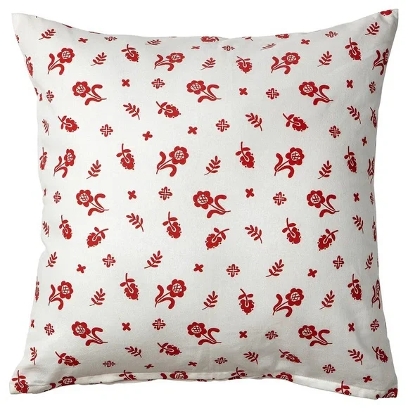 2 Red Floral Print Throw Pillow Covers