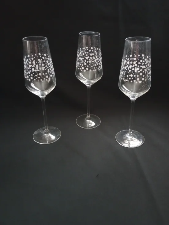 Ikea Inbjuden Bubble/White Dots Pattern Champagne Flutes -Set Of 3