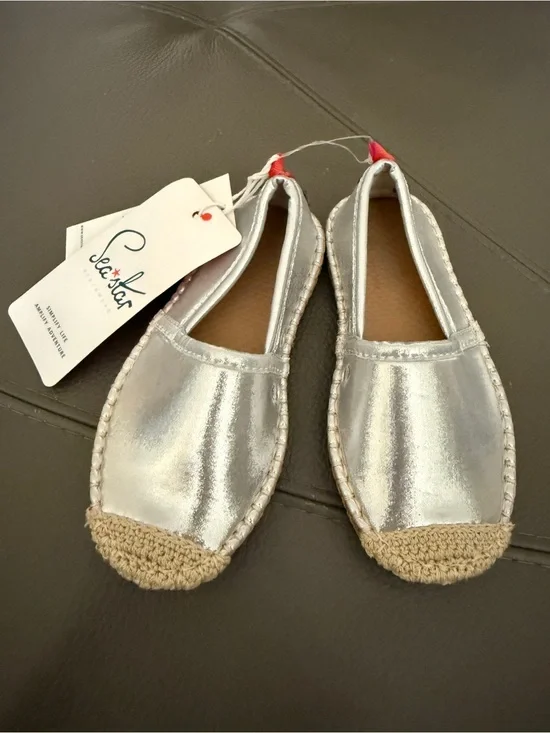 Toddler girl 9T Silver Espadrilles water wear Janie and Jack sea star