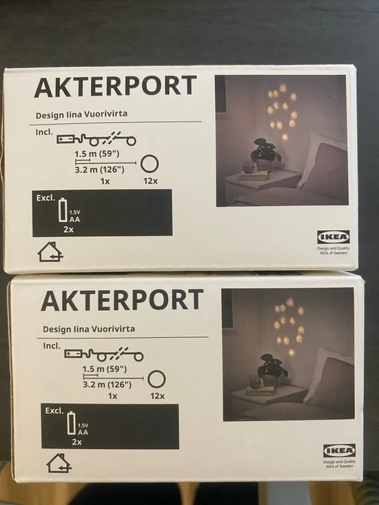 IKEA AKTERPORT LED String Lights - Warm Yellow Glow