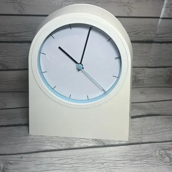 Vintage Ikea Poffare Wall Clock White Metal Teal Desk Clock Modern Art Design
