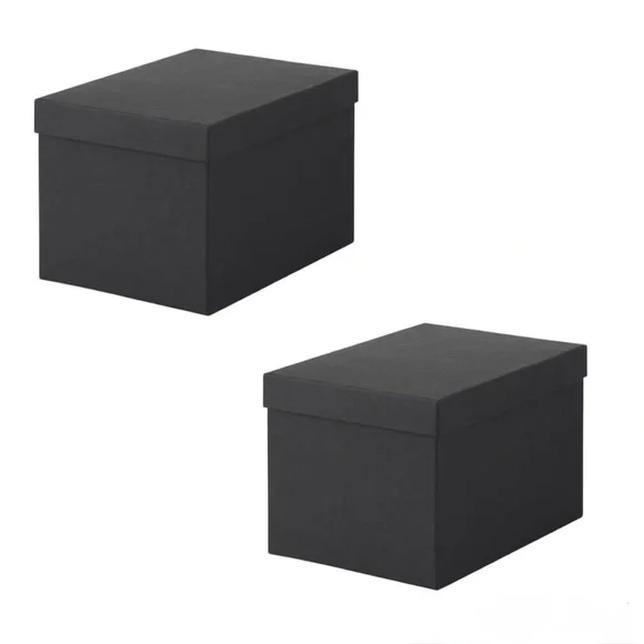 IKEA - Set of TWO Tjena Black Storage Boxes with LID 603.954.85 | New