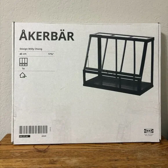 New IKEA AKERBAR Indoor Garden Glass Metal Greenhouse 17 ¾ 