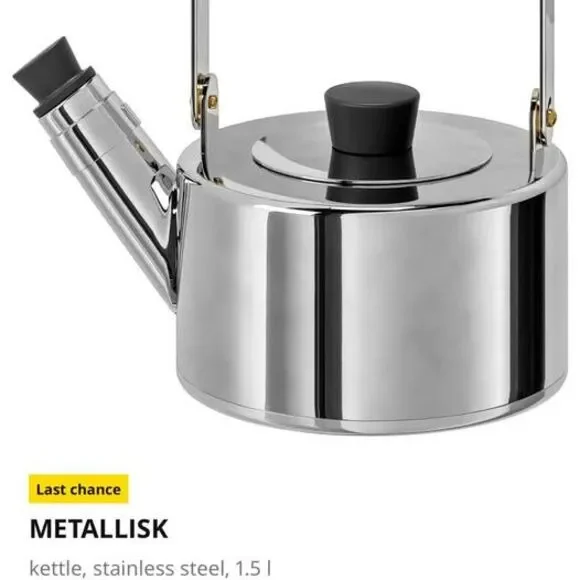IKEA kettle, stainless steel, 1.5 L,almost new
