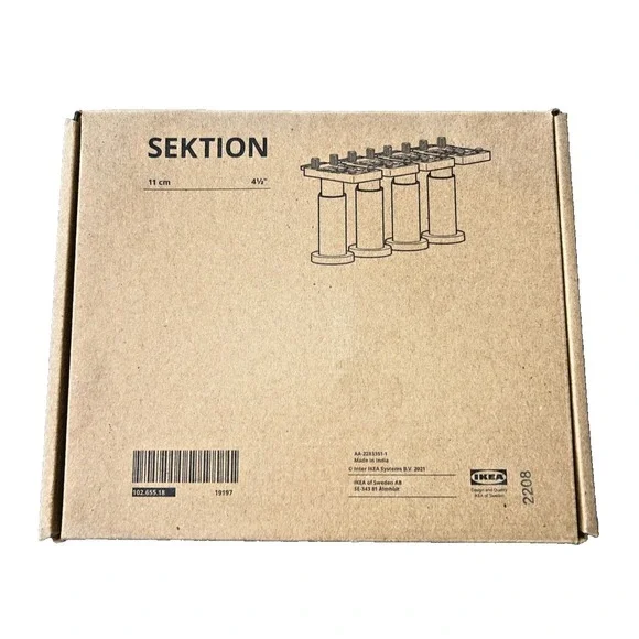 IKEA Sektion Kitchen Cabinet Leg Assembly Set of 4 Black 4 1/2  102.655.18 New