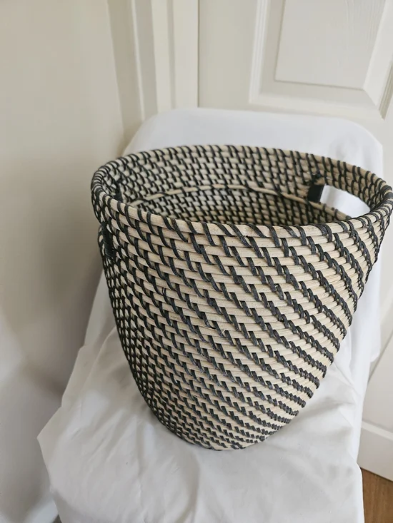 IKEA RÅGKORN Black and Natural Woven Storage Basket