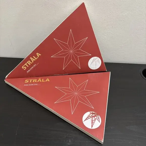 Ikea STRALA Star Hanging Light Pendant/Table Lamp Shade White & Red 28” Set of 2