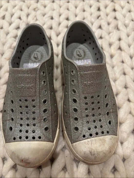 Native Shoes Kids Glitter Silver Slip-On Water Shoes