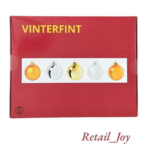 IKEA VINTERFINT Gold & Silver Tones Glass Ornaments Set of (20) 2 1/4