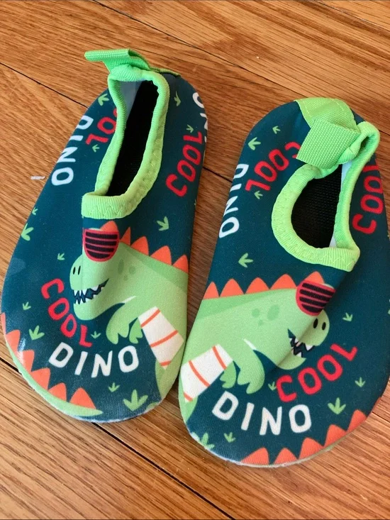 Kids' Green 'Cool Dino' Slip-On Water Shoes