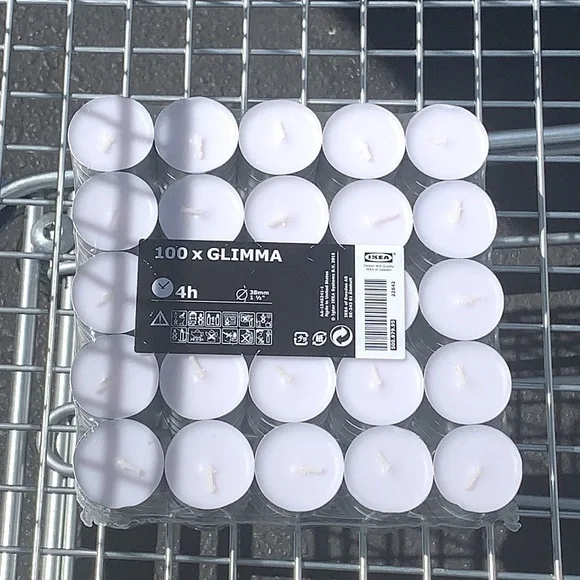 100 piece IKEA GLIMMA tea light candles dinner date night emergency ‼️