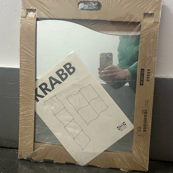 IKEA KRABB Wall Mirror with Brown Frame and Clear Glass