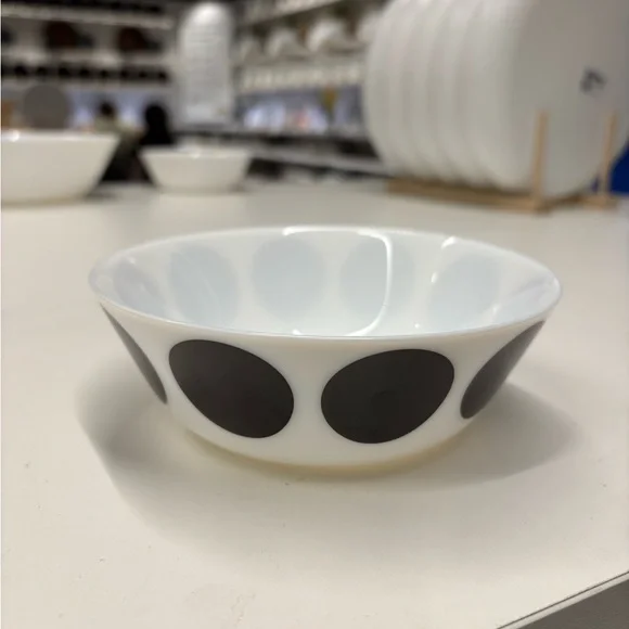 3 piece IKEA White & black Bowl w Black Dot Pattern for cereal soup oatmeal new