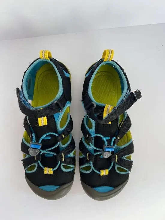 Keen Big Kids Seacamp II CNX Waterproof Water Sandals Black Blue Youth Size 5 6