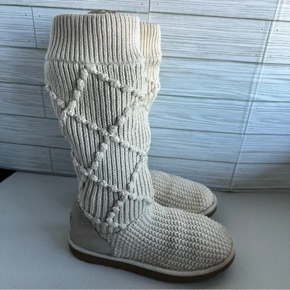 UGG Australia 'Classic Argyle' sweater knit boot in a neutral color