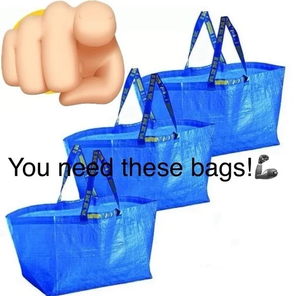 3 IKEA Blue Shopping Bags 🛍️ for carrying gifts 🦾 super sturdy! New!
