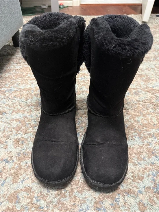 Black Women's Cozy Faux-Shearling Winter Boots 9M