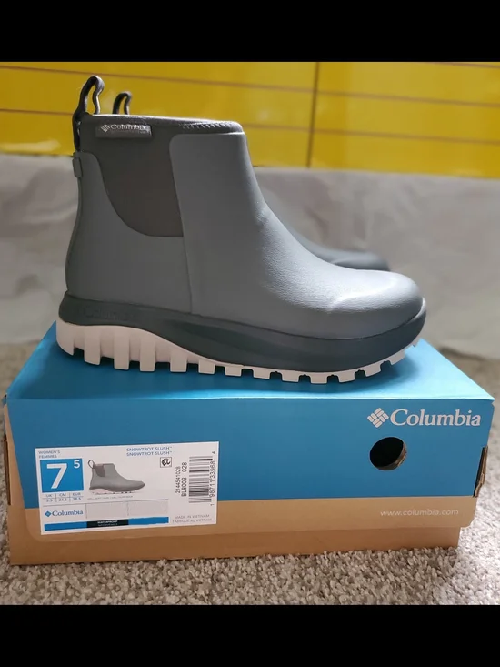 Columbia Women's Snowtide Chelsea Rain Boot - Gray and White