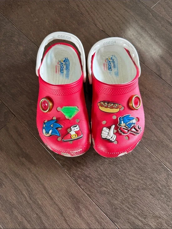 CROCS Kids Red and White Sonic-Themed Water Shoes