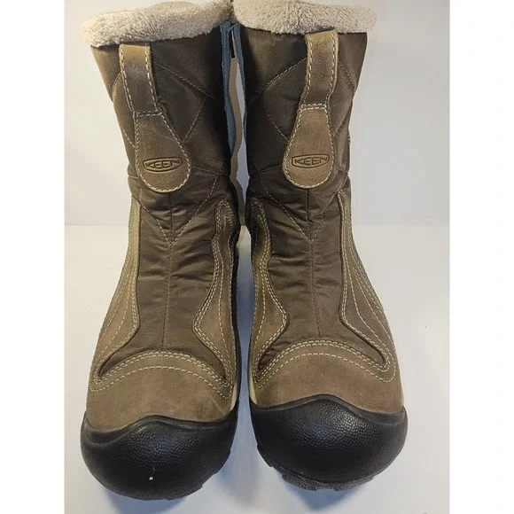 Keen Betty Waterproof Insulated Brown Teal ‎ Zippered Snow Boot Women's Size 8