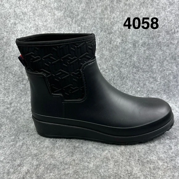 Tommy Hilfiger Benio Black Faux Fur Lined Rain Boots Womens 10M TWBENIO