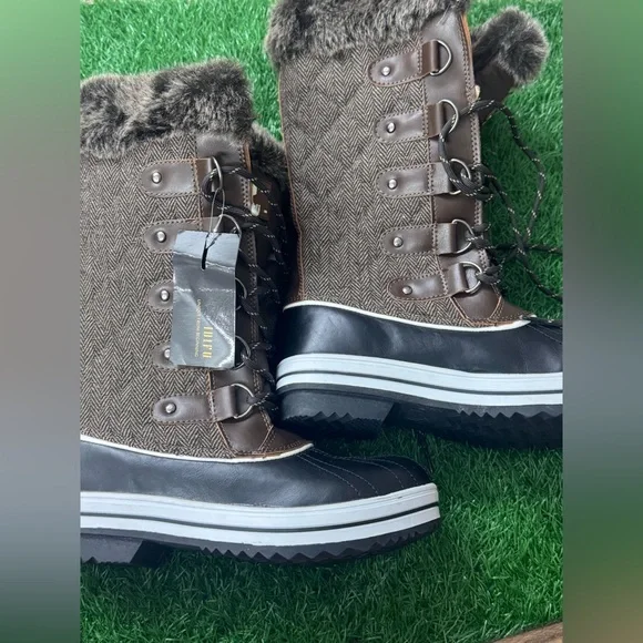 IDIFU Women's Warm Winter Snow Boots Waterproof‎ Anti-Slip Faux Fur Outdoor SZ 8