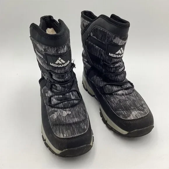 Mishansha Unisex Snow Boots‎ Black Lace Up Warm Winter Size 38