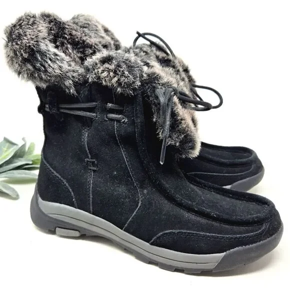 LANDS' END Powder Belle‎ Suede Faux Fur Boots 6.5