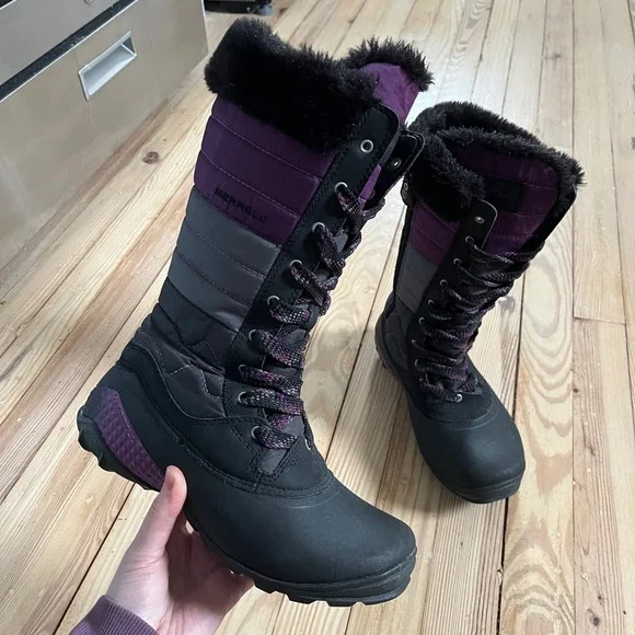 Merrell Winterbelle Waterproof Boots Womens 6.5‎ Black Purple Insulated J68114