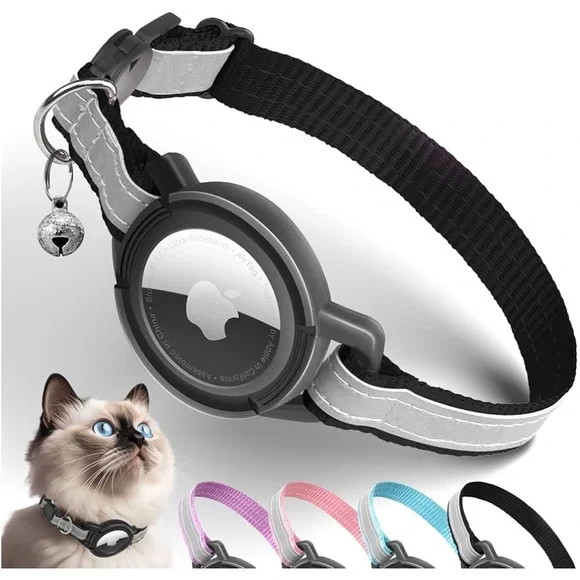 Pet Tracker Collar with Bell - Black and Gray