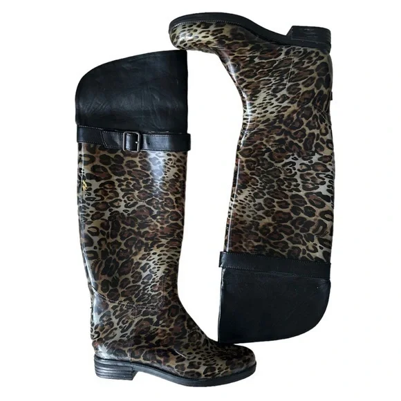 Bebe Knee High Animal Print Rain Boots Size 6