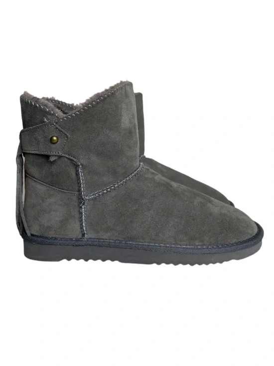 Morgan Taylor Gray Leather Faux Fur Winter Booties Size 10