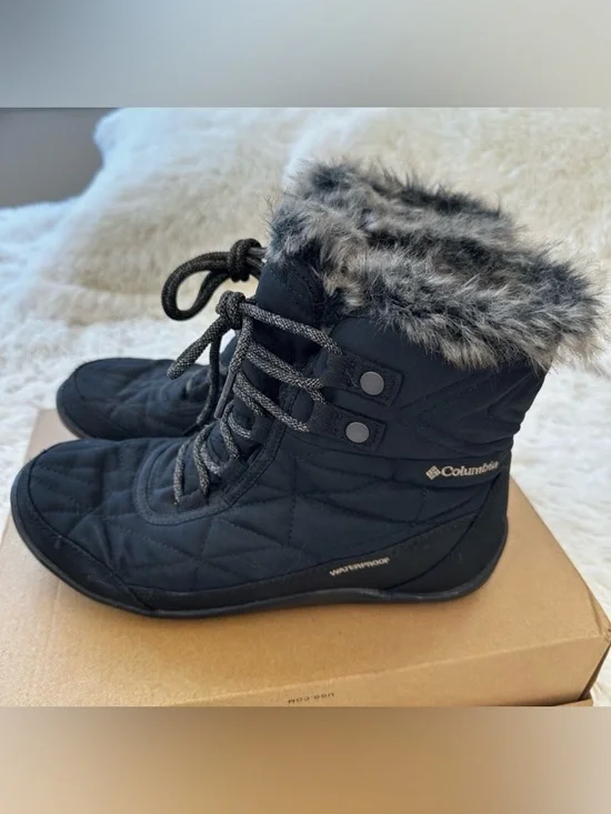Columbia Minx Shorty III Omni-Heat Black Waterproof Winter Snow Boots Women 8.5