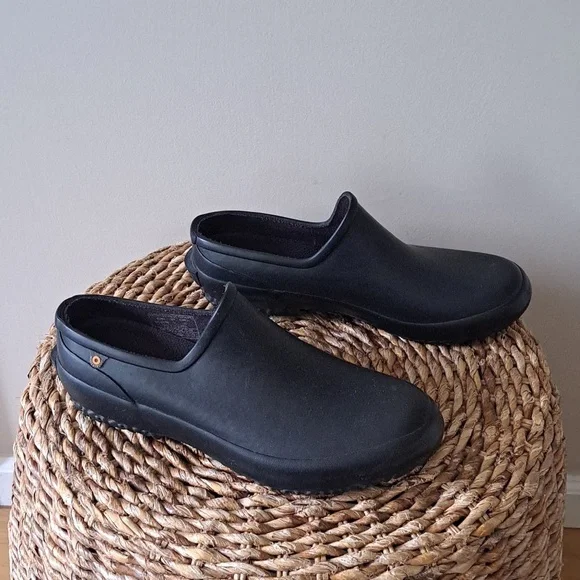 Bogs Womens‎ Patch Black Waterproof Rubber Garden/Rain/Outdoor Slip-On Shoes S-9