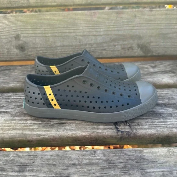 Native Shoes Kids Grey Water Shoes with Yellow Accent