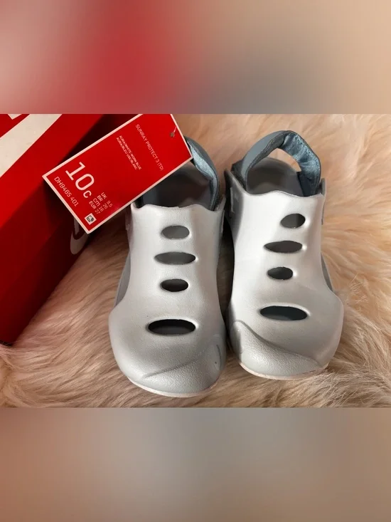 Nike Kids Silver Slip-On Sandals
