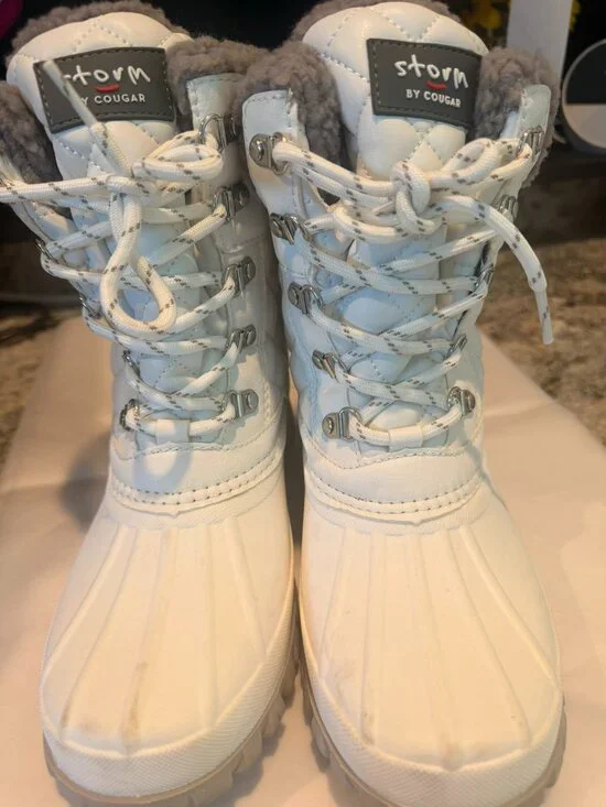 Storm by Cougar Winter Snow Boots White Faux Fur Waterproof Women's Size 8