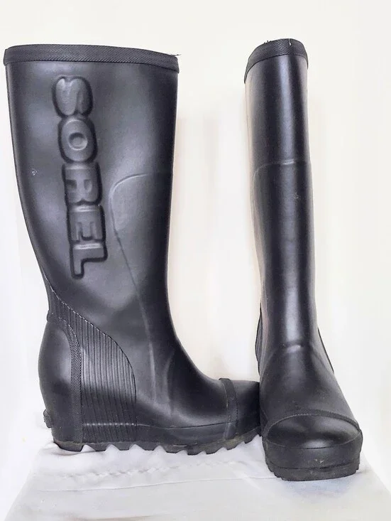 Sorel Joan of Arctic Tall Rain Boots Womens 9 Black NL2445 Waterproof